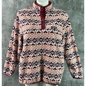 Lands End Women's Multi Colored Fleece Pullover Sweater Jacket sz 1X (15939)